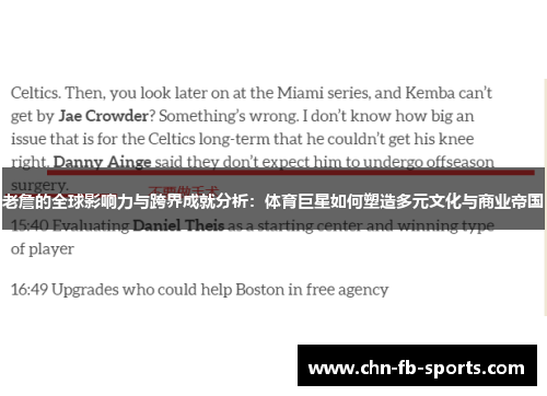 老詹的全球影响力与跨界成就分析:体育巨星如何塑造多元文化与商业帝国 老詹的全球影响力与跨界成就分析:体育巨星如何塑造多元文化与商业帝国